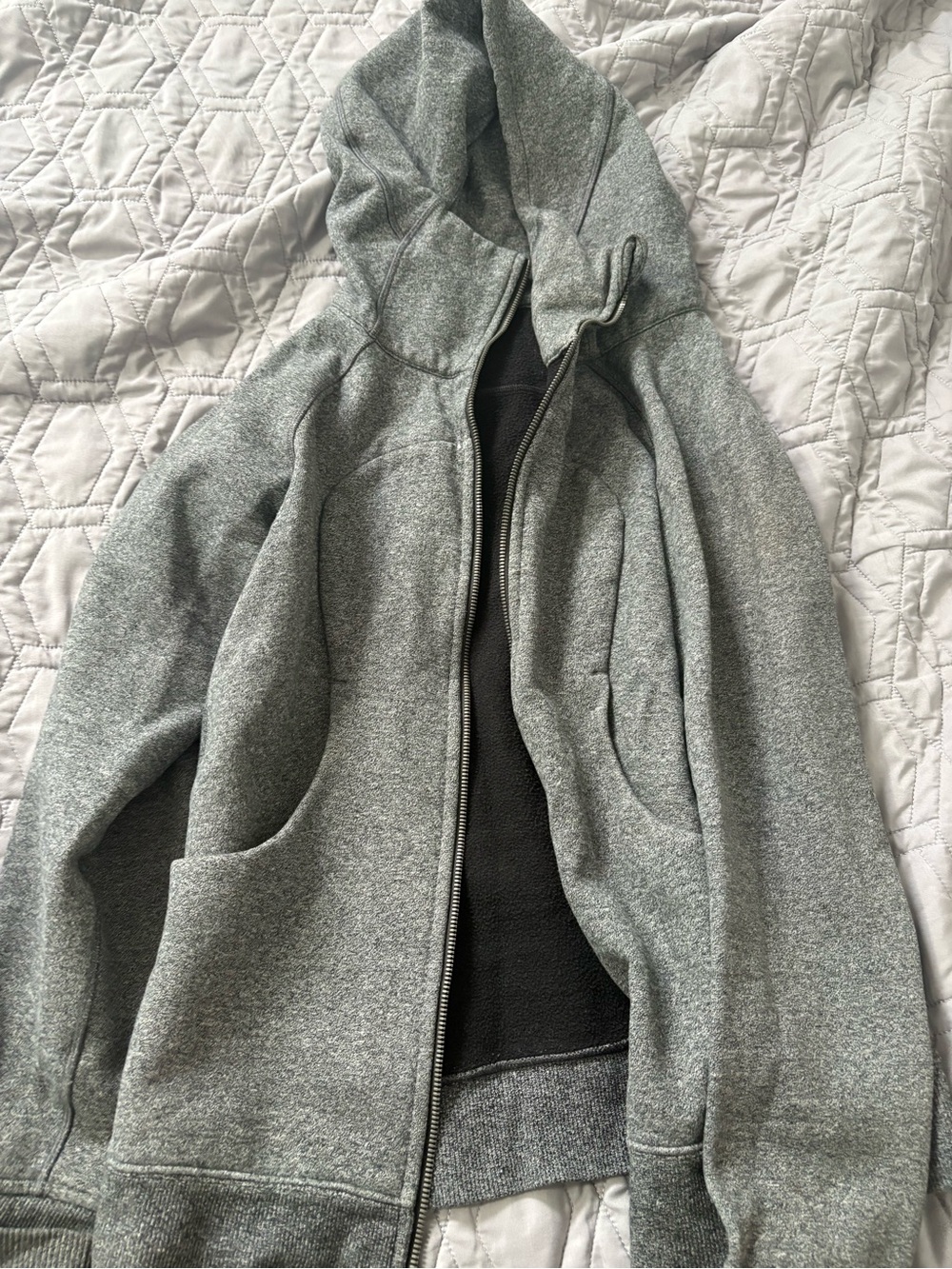 lululemon athletica Heather Gray Hooded Zip-Up Sweater Jacket - Women's